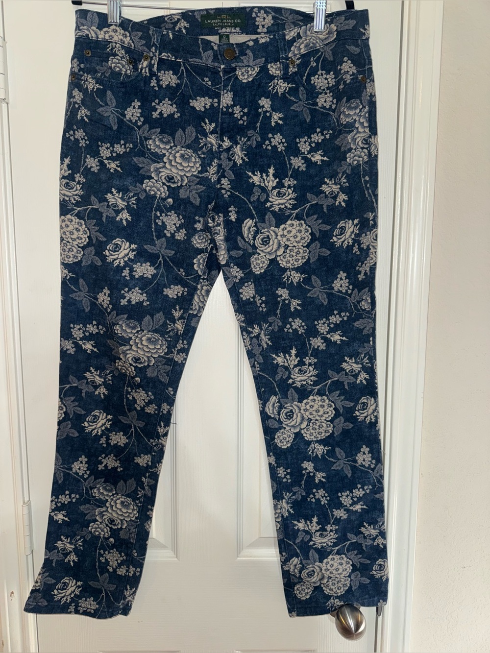 Lauren Ralph Lauren Navy Blue Floral Print Pants
